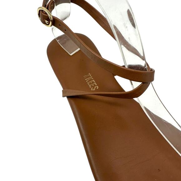 TKEES Brown Leather Strappy Flat Sandals Women’s Size 10 - Picture 3 of 9